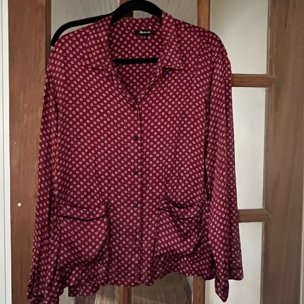 Madewell Burgundy Patterned Blouse